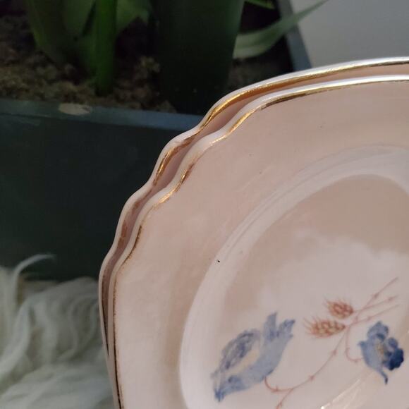 Royal Beige Ware 6.5" Legion Blue Poppy Flower Bread Plate Set (2) - Picture 6 of 9